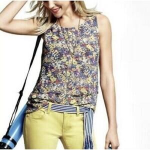 CAbi Womens floral tank blouse Positano Style 5041 Size small